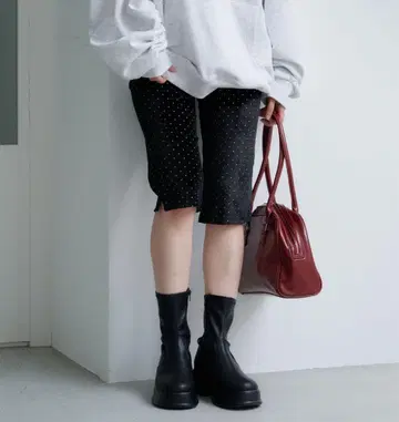카스타네 스터드 바이커 팬츠