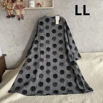 새상품*빅 사이즈 LL*내추럴 연한 그레이 도트 원피스 귀여움