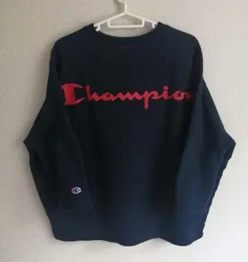 나츠메 전 아나운서 착용 Champion 7부 소매 네이비