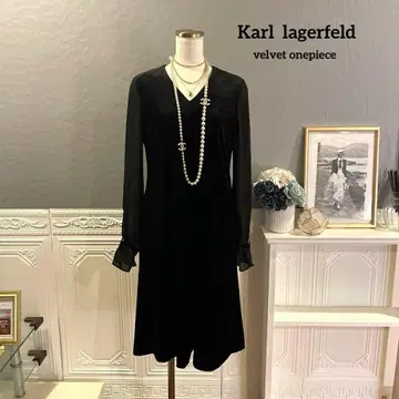[ 3만 엔 ] Karl lagerfeld 벨벳 쉬폰 디자인 원피스