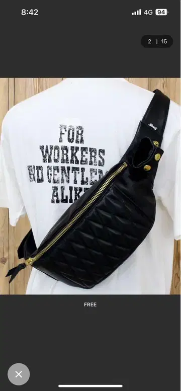 쇼트 가죽 바디백 블랙 x 골드