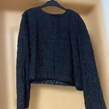 Talbots 블랙 실크 노카라 자켓 M