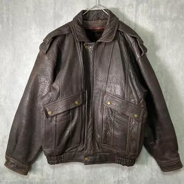 헤비웨이트 극상 가죽 A-2 자켓 보아라이너 블루종 다크 브라운