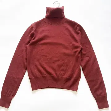 이탈리아제 드리스반노튼 메리노울 터틀넥 니트 보르도