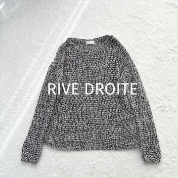 RIVE DROITE 긴팔 니트 메쉬 크로 셰 뜨개질 블랙 화이트 코튼