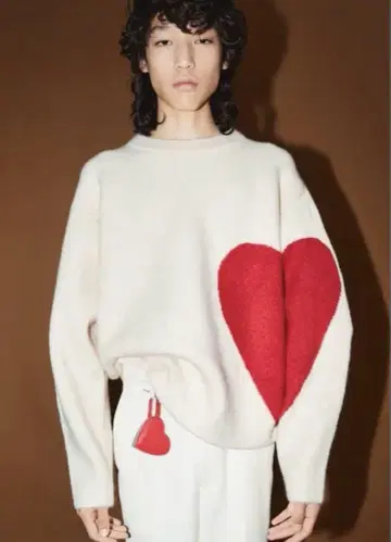 nknit 하트 니트 WHITE/RED 패턴 니트