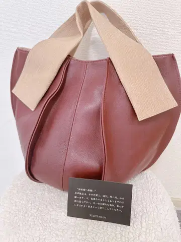 [컨디션 최상] michiamo 레드 보르도 브라운 실버 핸드백