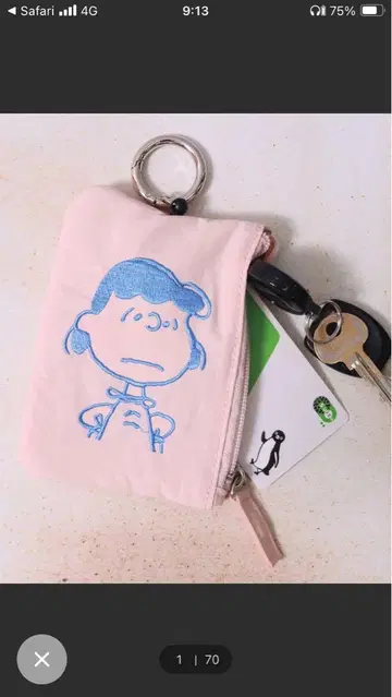 (ACT) [ PEANUTS ] 페이스 자수 나일론 파스포치