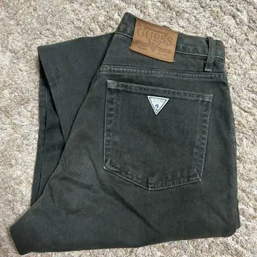 다크 그린 GUESS 청바지 80s 90s USA 제조