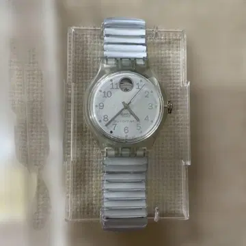 스와치 자동 와인딩 시계 실버 투명 케이스