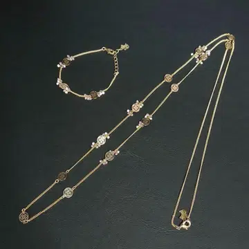 레어 [ 새상품급 ] AGATHA 아가타 롱 목걸이 팔찌 꽃무늬 참