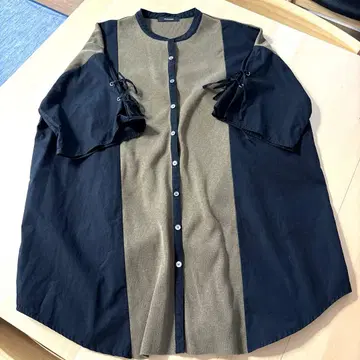 지나시스 니트 스위칭 셔츠 블랙 카키