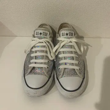 올스타 컨버스 스니커즈 실버 스팽글 24.5cm