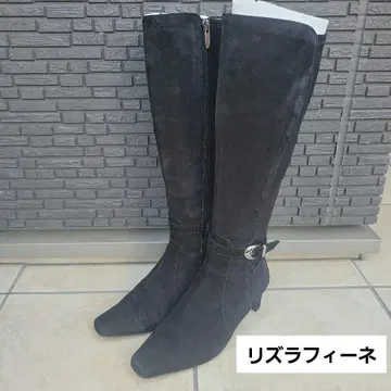 리즈라피네 블랙 스웨이드 롱 부츠