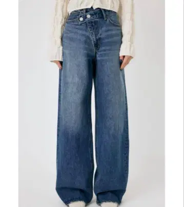 MOUSSY 크로스 허리 와이드 스트레이트 데님