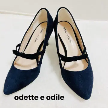 미사용급 odette e odile 네이비 스웨이드 리본 펌프스