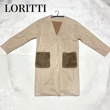 새상품급 LORITTI 노카라 롱 코트 보들보들 베이지 L 사이즈
