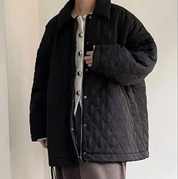 오메카시 퀼팅 텐트 코트 블랙