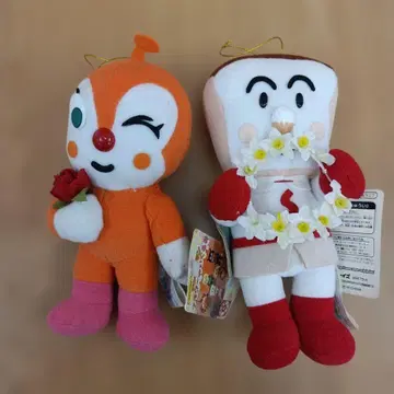 레어 택 포함 짤랑이 식빵맨 봉제 인형 2점 호빵맨