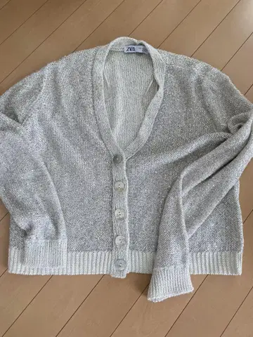 ZARA 라메 스팽글 가디건