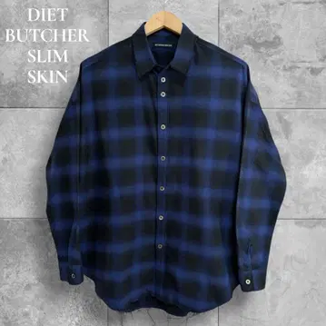새상품급 DIET BUTCHER SLIM SKIN 옴브레 체크 셔츠
