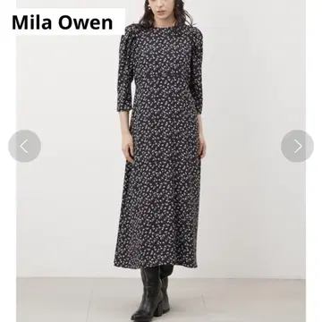Mila Owen (미라 오웬) 꽃무늬 턱 슬리브 내로우 원피스