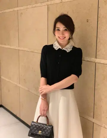 레이스 카라 부착 퍼프 슬리브 니트 가디건 Liala x PG