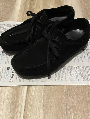 gu 리얼 가죽 모카신 신발 25cm 스웨이드 가죽 블랙