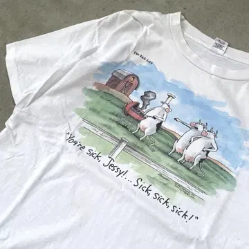 90s the far side 티셔츠 구제 의류 소 동물 미국제 XL