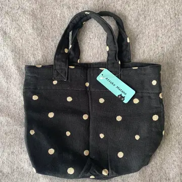 [택 포함] 마타노 아츠코 도트 거즈 백 블랙