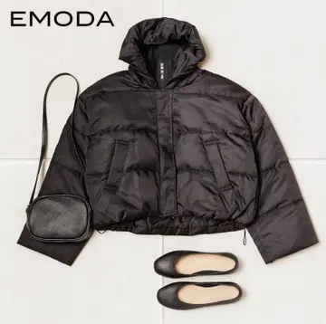J1499@ EMODA 다운 자켓 후드 부착 FREE 블랙