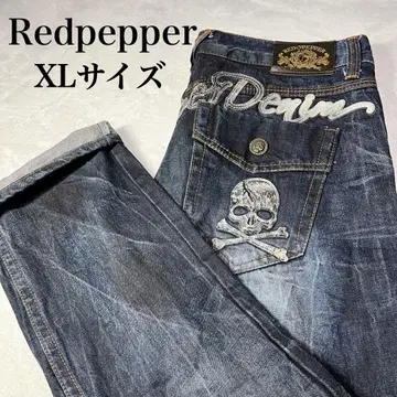 [ 초레어 ] Redpepper 데님 팬츠 데미지 가공 자수 XL 빅