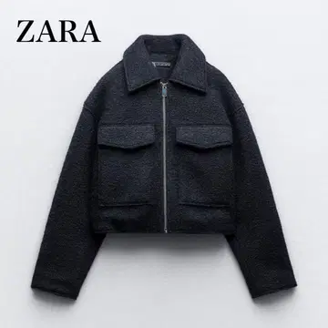 [새상품급] ZARA 부클레 크롭 자켓 네이비 L 사이즈