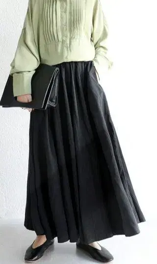 안티카 블랙 롱 스커트