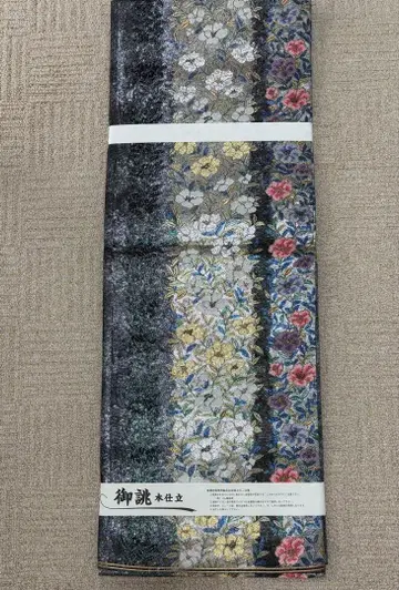 맞춤 제작 본 염색 꽃무늬 후쿠로 오비 (미사용 새상품)