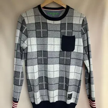 TOMMY HILFIGER 체크 무늬 스웨터 M 사이즈 남성용
