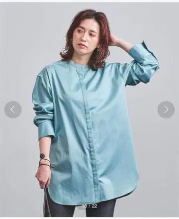 UNITED ARROWS 밴드 카라 롱 셔츠 스카이블루 사이즈 36