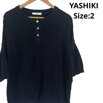 YASHIKI 18ss Hyouka 헨리 넥 반팔 니트