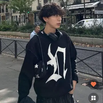 빅 로고 라운드 니트 NUGU 180CMM 스웨터 가을 옷 겨울 의류