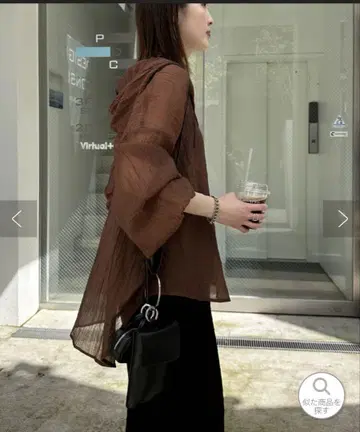 차오패닉 티피 체형 커버도 가능한 후드 부착 시어 셔츠