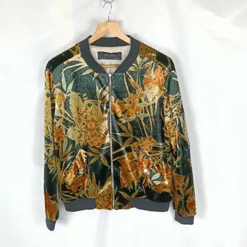 ZARA BASIC 올 패턴 벨로아 블루종 L 꽃 보타니컬 B3727