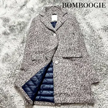BOMBOOGIE 로즈버드 별주 트위드 체스터 다운 코트 L 상당