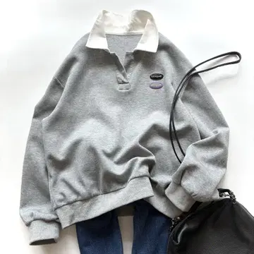 새상품급 파노스튜디오 깔끔한 칼리지풍 폴로 맨투맨 그레이