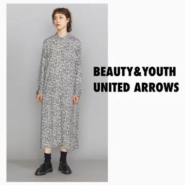 BEAUTY&YOUTH 모노톤 프린트 밴드 카라 셔츠 원피스