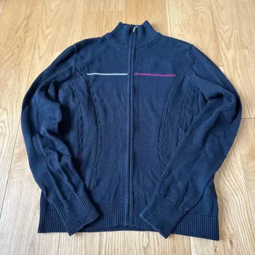 [ 레어 ] TOMMY HILFIGER 지퍼 가디건 블랙 L 자수