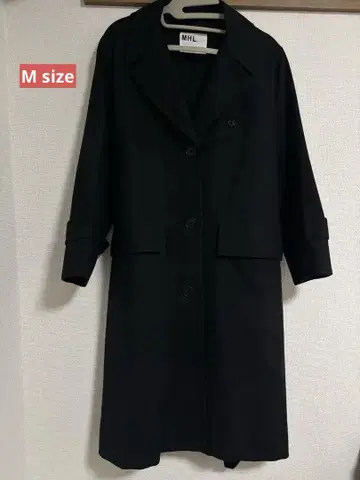 MHL. 네이비 롱 코트 허리 벨트 포함