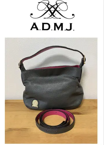 A.D.M.J 2way 숄더 그레이 주름 가죽