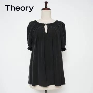새상품급 theory 실크 쉬폰 개더 블라우스 블랙 사이즈 S*BD990