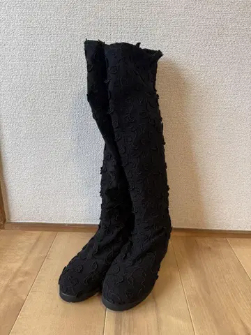 레이스업 블랙 롱 부츠 23.5cm