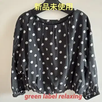 새상품 green label relaxing 도트 벌룬 슬리브 블라우스